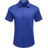 imageCOOFANDY Mens Casual Wrinkle Free Shirts Short Sleeve Button Down Summer Stretch Dress ShirtClassic Blue