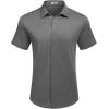 imageCOOFANDY Mens Casual Wrinkle Free Shirts Short Sleeve Button Down Summer Stretch Dress ShirtDark Gray