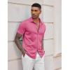 imageCOOFANDY Mens Casual Wrinkle Free Shirts Short Sleeve Button Down Summer Stretch Dress ShirtHot Pink