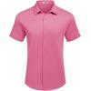 imageCOOFANDY Mens Casual Wrinkle Free Shirts Short Sleeve Button Down Summer Stretch Dress ShirtHot Pink