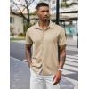 imageCOOFANDY Mens Casual Wrinkle Free Shirts Short Sleeve Button Down Summer Stretch Dress ShirtKhaki