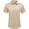 imageCOOFANDY Mens Casual Wrinkle Free Shirts Short Sleeve Button Down Summer Stretch Dress ShirtKhaki