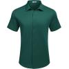 imageCOOFANDY Mens Casual Wrinkle Free Shirts Short Sleeve Button Down Summer Stretch Dress ShirtLake Green