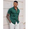 imageCOOFANDY Mens Casual Wrinkle Free Shirts Short Sleeve Button Down Summer Stretch Dress ShirtLake Green