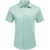 imageCOOFANDY Mens Casual Wrinkle Free Shirts Short Sleeve Button Down Summer Stretch Dress ShirtLight Blue