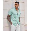 imageCOOFANDY Mens Casual Wrinkle Free Shirts Short Sleeve Button Down Summer Stretch Dress ShirtLight Blue