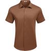 imageCOOFANDY Mens Casual Wrinkle Free Shirts Short Sleeve Button Down Summer Stretch Dress ShirtLight Brown