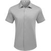 imageCOOFANDY Mens Casual Wrinkle Free Shirts Short Sleeve Button Down Summer Stretch Dress ShirtLight Gray