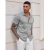 imageCOOFANDY Mens Casual Wrinkle Free Shirts Short Sleeve Button Down Summer Stretch Dress ShirtLight Gray