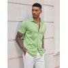 imageCOOFANDY Mens Casual Wrinkle Free Shirts Short Sleeve Button Down Summer Stretch Dress ShirtLight Green