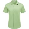 imageCOOFANDY Mens Casual Wrinkle Free Shirts Short Sleeve Button Down Summer Stretch Dress ShirtLight Green