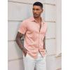 imageCOOFANDY Mens Casual Wrinkle Free Shirts Short Sleeve Button Down Summer Stretch Dress ShirtLight Pink