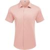 imageCOOFANDY Mens Casual Wrinkle Free Shirts Short Sleeve Button Down Summer Stretch Dress ShirtLight Pink