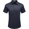 imageCOOFANDY Mens Casual Wrinkle Free Shirts Short Sleeve Button Down Summer Stretch Dress ShirtNavy Blue