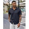 imageCOOFANDY Mens Casual Wrinkle Free Shirts Short Sleeve Button Down Summer Stretch Dress ShirtNavy Blue
