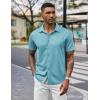 imageCOOFANDY Mens Casual Wrinkle Free Shirts Short Sleeve Button Down Summer Stretch Dress ShirtSky Blue