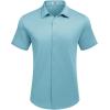 imageCOOFANDY Mens Casual Wrinkle Free Shirts Short Sleeve Button Down Summer Stretch Dress ShirtSky Blue