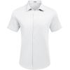 imageCOOFANDY Mens Casual Wrinkle Free Shirts Short Sleeve Button Down Summer Stretch Dress ShirtWhite
