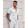 imageCOOFANDY Mens Casual Wrinkle Free Shirts Short Sleeve Button Down Summer Stretch Dress ShirtWhite
