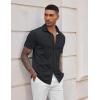 imageCOOFANDY Mens Casual Wrinkle Free Shirts Short Sleeve Button Down Summer Stretch Dress ShirtWhite Spots Black