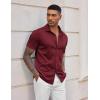 imageCOOFANDY Mens Casual Wrinkle Free Shirts Short Sleeve Button Down Summer Stretch Dress ShirtWine Red