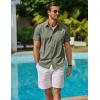 imageCOOFANDY Mens Cool Button Down Shirt Short Sleeve Summer Beach Shirts Linen Texture Casual Shirts with PocketArmy Green