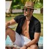 imageCOOFANDY Mens Cool Button Down Shirt Short Sleeve Summer Beach Shirts Linen Texture Casual Shirts with PocketBlack
