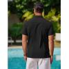 imageCOOFANDY Mens Cool Button Down Shirt Short Sleeve Summer Beach Shirts Linen Texture Casual Shirts with PocketBlack