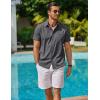 imageCOOFANDY Mens Cool Button Down Shirt Short Sleeve Summer Beach Shirts Linen Texture Casual Shirts with PocketGray