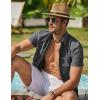 imageCOOFANDY Mens Cool Button Down Shirt Short Sleeve Summer Beach Shirts Linen Texture Casual Shirts with PocketGray