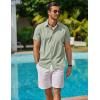 imageCOOFANDY Mens Cool Button Down Shirt Short Sleeve Summer Beach Shirts Linen Texture Casual Shirts with PocketLight Green