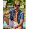 imageCOOFANDY Mens Cool Button Down Shirt Short Sleeve Summer Beach Shirts Linen Texture Casual Shirts with PocketNavy Blue