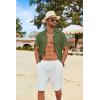 imageCOOFANDY Mens Cotton Linen Shirt Casual Button Down Short Sleeve Shirts Summer Cuban Vacation Beach Shirts with PocketArmy Green