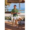imageCOOFANDY Mens Cotton Linen Shirt Casual Button Down Short Sleeve Shirts Summer Cuban Vacation Beach Shirts with PocketArmy Green