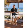 imageCOOFANDY Mens Cotton Linen Shirt Casual Button Down Short Sleeve Shirts Summer Cuban Vacation Beach Shirts with PocketBlack