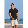 imageCOOFANDY Mens Cotton Linen Shirt Casual Button Down Short Sleeve Shirts Summer Cuban Vacation Beach Shirts with PocketBlack