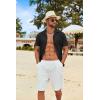 imageCOOFANDY Mens Cotton Linen Shirt Casual Button Down Short Sleeve Shirts Summer Cuban Vacation Beach Shirts with PocketBlack
