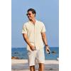 imageCOOFANDY Mens Cotton Linen Shirt Casual Button Down Short Sleeve Shirts Summer Cuban Vacation Beach Shirts with PocketCloud Cream