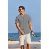 imageCOOFANDY Mens Cotton Linen Shirt Casual Button Down Short Sleeve Shirts Summer Cuban Vacation Beach Shirts with PocketDark Grey