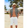 imageCOOFANDY Mens Cotton Linen Shirt Casual Button Down Short Sleeve Shirts Summer Cuban Vacation Beach Shirts with PocketDark Grey