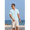 imageCOOFANDY Mens Cotton Linen Shirt Casual Button Down Short Sleeve Shirts Summer Cuban Vacation Beach Shirts with PocketIsland Blue