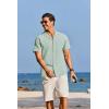 imageCOOFANDY Mens Cotton Linen Shirt Casual Button Down Short Sleeve Shirts Summer Cuban Vacation Beach Shirts with PocketLight Green