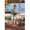imageCOOFANDY Mens Cotton Linen Shirt Casual Button Down Short Sleeve Shirts Summer Cuban Vacation Beach Shirts with PocketLight Green