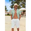 imageCOOFANDY Mens Cotton Linen Shirt Casual Button Down Short Sleeve Shirts Summer Cuban Vacation Beach Shirts with PocketLight Green