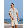imageCOOFANDY Mens Cotton Linen Shirt Casual Button Down Short Sleeve Shirts Summer Cuban Vacation Beach Shirts with PocketLight Grey