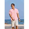 imageCOOFANDY Mens Cotton Linen Shirt Casual Button Down Short Sleeve Shirts Summer Cuban Vacation Beach Shirts with PocketLight Pink