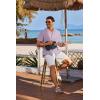 imageCOOFANDY Mens Cotton Linen Shirt Casual Button Down Short Sleeve Shirts Summer Cuban Vacation Beach Shirts with PocketLight Purple