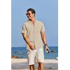 imageCOOFANDY Mens Cotton Linen Shirt Casual Button Down Short Sleeve Shirts Summer Cuban Vacation Beach Shirts with PocketMoon Gray