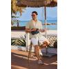 imageCOOFANDY Mens Cotton Linen Shirt Casual Button Down Short Sleeve Shirts Summer Cuban Vacation Beach Shirts with PocketMoon Gray