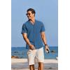 imageCOOFANDY Mens Cotton Linen Shirt Casual Button Down Short Sleeve Shirts Summer Cuban Vacation Beach Shirts with PocketNavy Blue